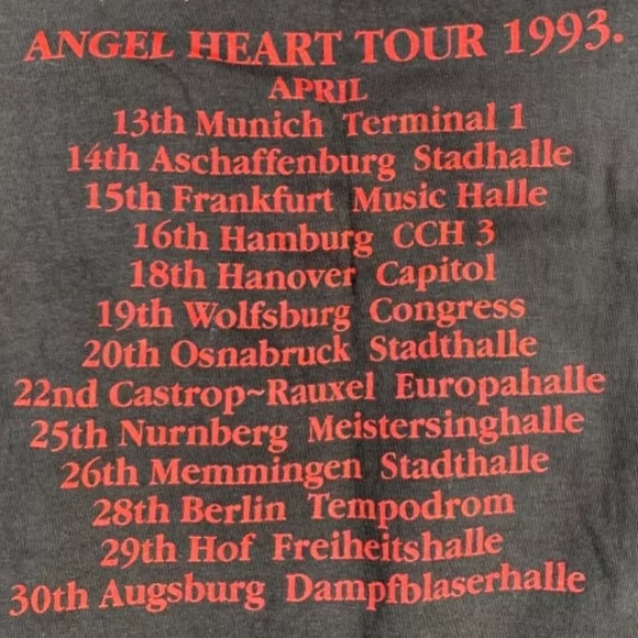 Vintage Angel Heart Bonnie Tyler Tour 1993 April Black T-Shirt, Size Large L - Picture 12 of 13